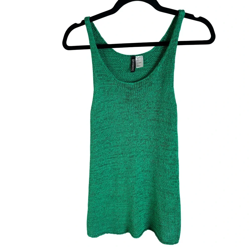 H&M Kelly Green Open‎ Stitch Sleeveless Knit Summer Vacation Tank Top Size 2
